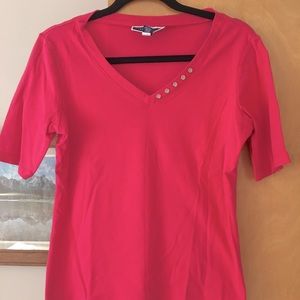 Karen Scott V-Neck Short Sleeve Top - size M